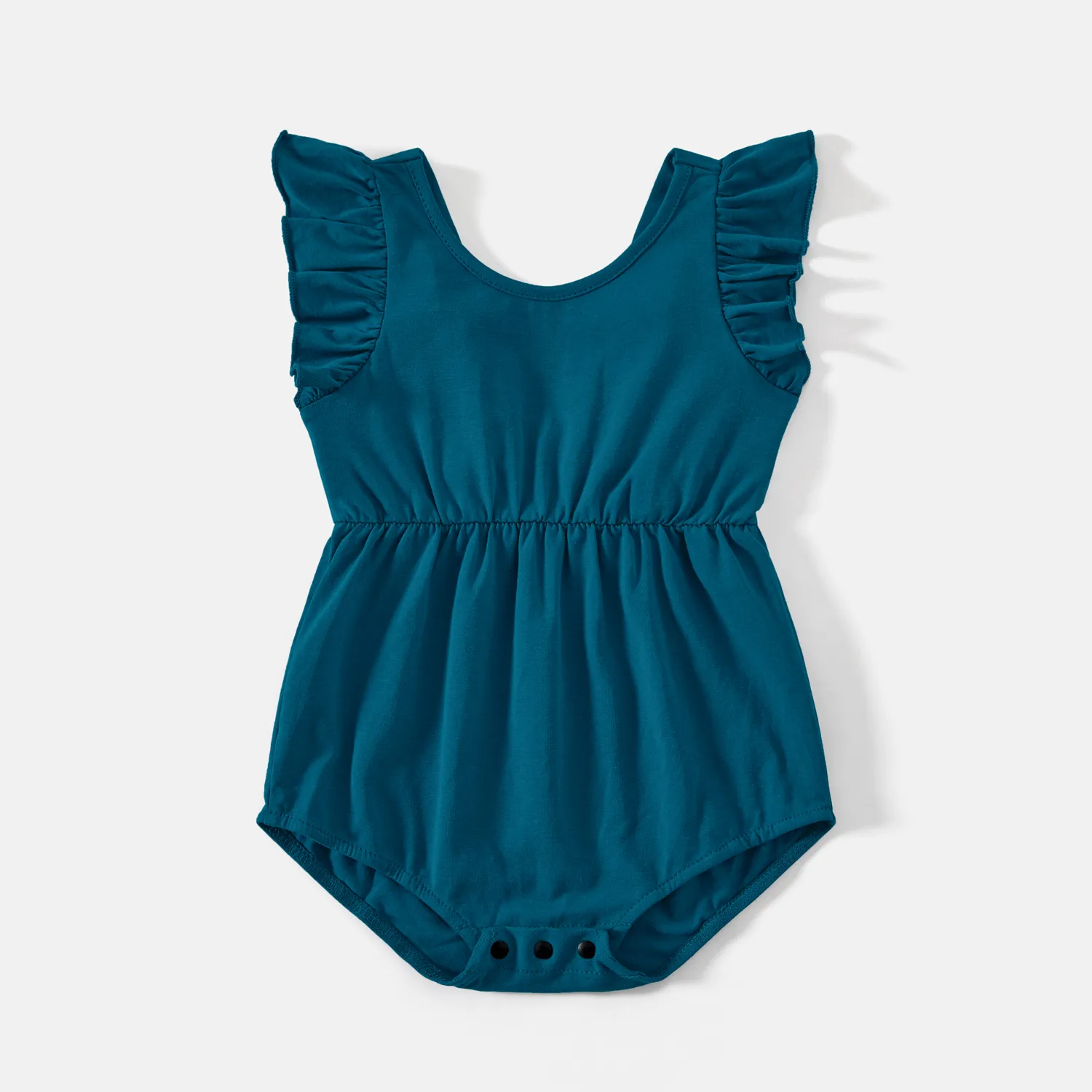 Family Matching Patch Pocket Drawstring Button Up Tank Dresses and Color Block Short-sleeve T-shirts Sets  big image 1