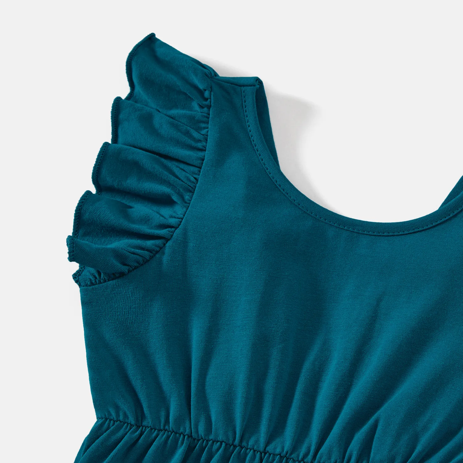 Family Matching Patch Pocket Drawstring Button Up Tank Dresses and Color Block Short-sleeve T-shirts Sets  image 3