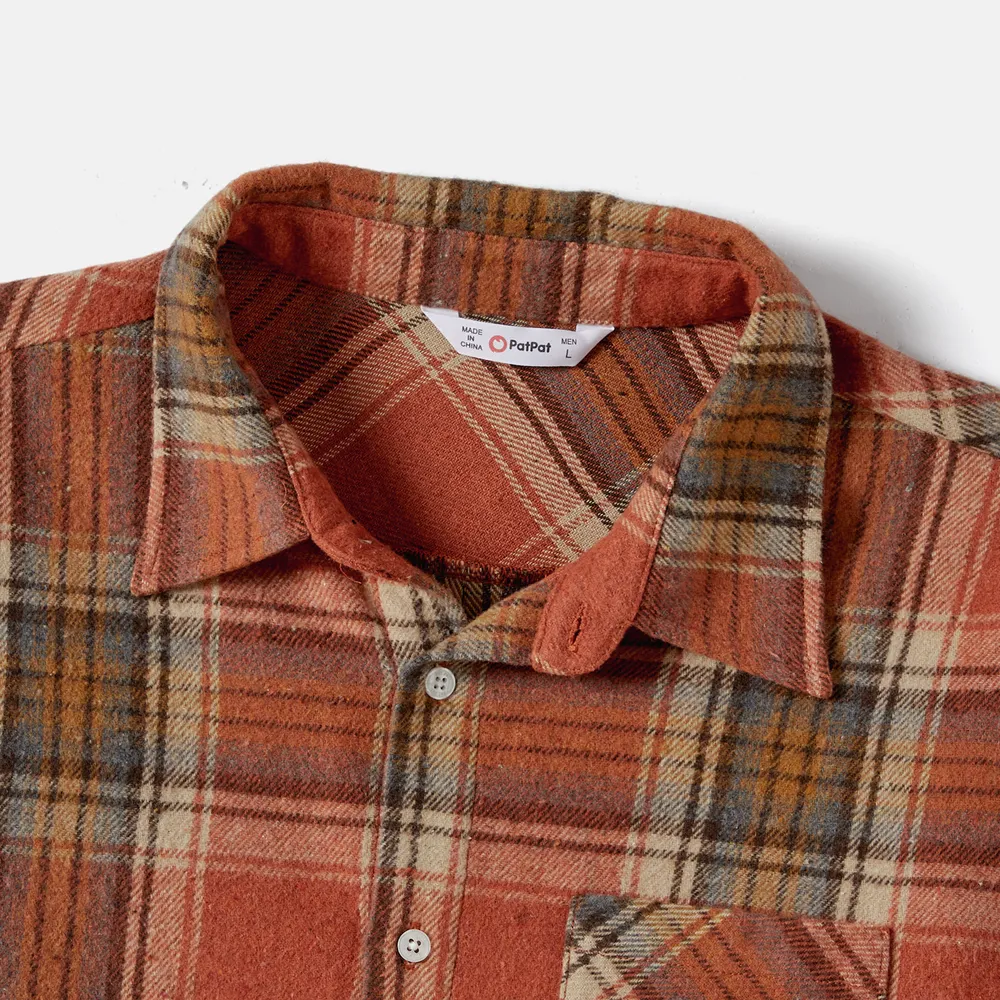 Family Matching Ribbed Spliced Plaid Belted Dresses and Polo Shirts Sets big image 20