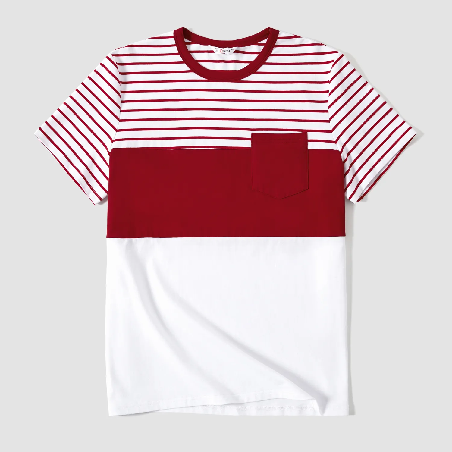 Family Matching Short-sleeve Stripe Print Color-block T-shirts and Floral Print Belted Dresses Sets  image 6
