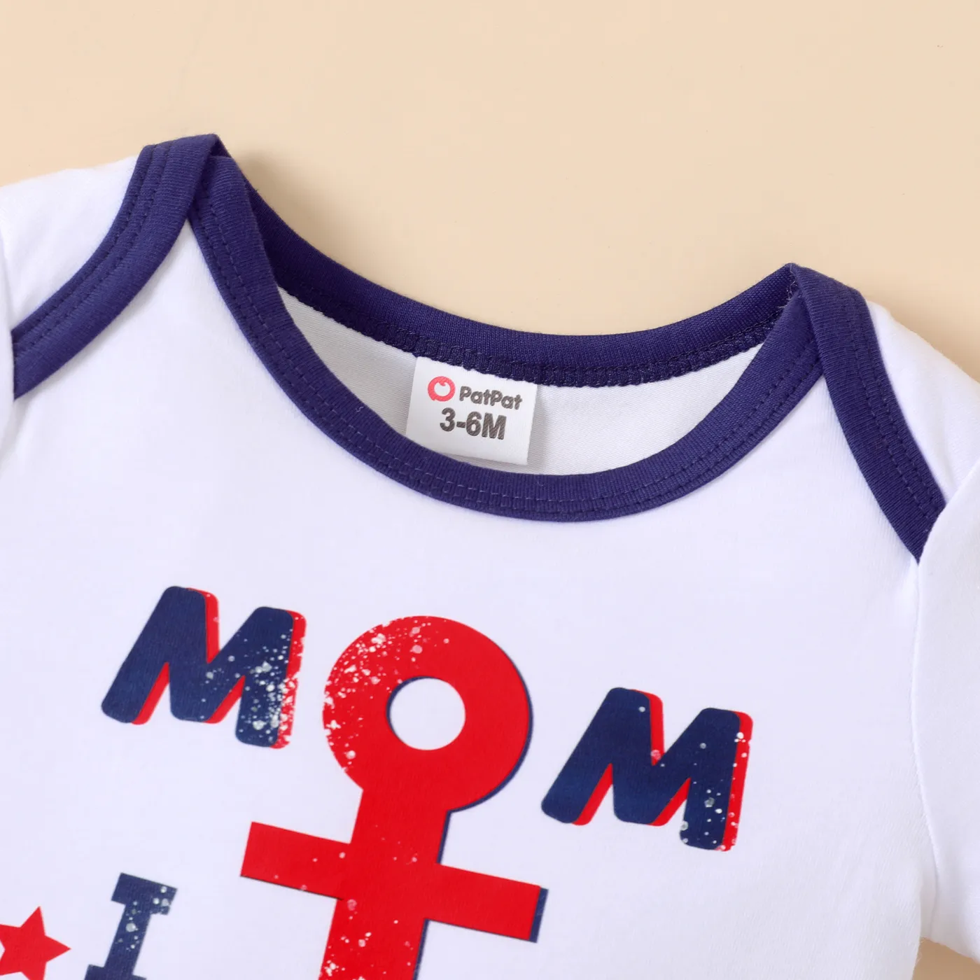 Independence Day Baby Girl/Boy Anchor & Letter Print Short-sleeve Bodysuit   Tibetanblue image 3