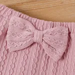 2pcs Baby Girl Buttons Front Solid Textured Jacket and Bow Decor Skirt Set  image 5
