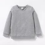 Kid Boy School Uniform Solid V-neck Long-sleeve Sweatshirt  Flecked Grey