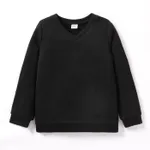Kid Boy School Uniform Solid V-neck Long-sleeve Sweatshirt  Black