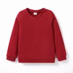Kid Boy School Uniform Solid V-neck Long-sleeve Sweatshirt  Red