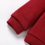 Kid Boy School Uniform Solid V-neck Long-sleeve Sweatshirt  Red image 5