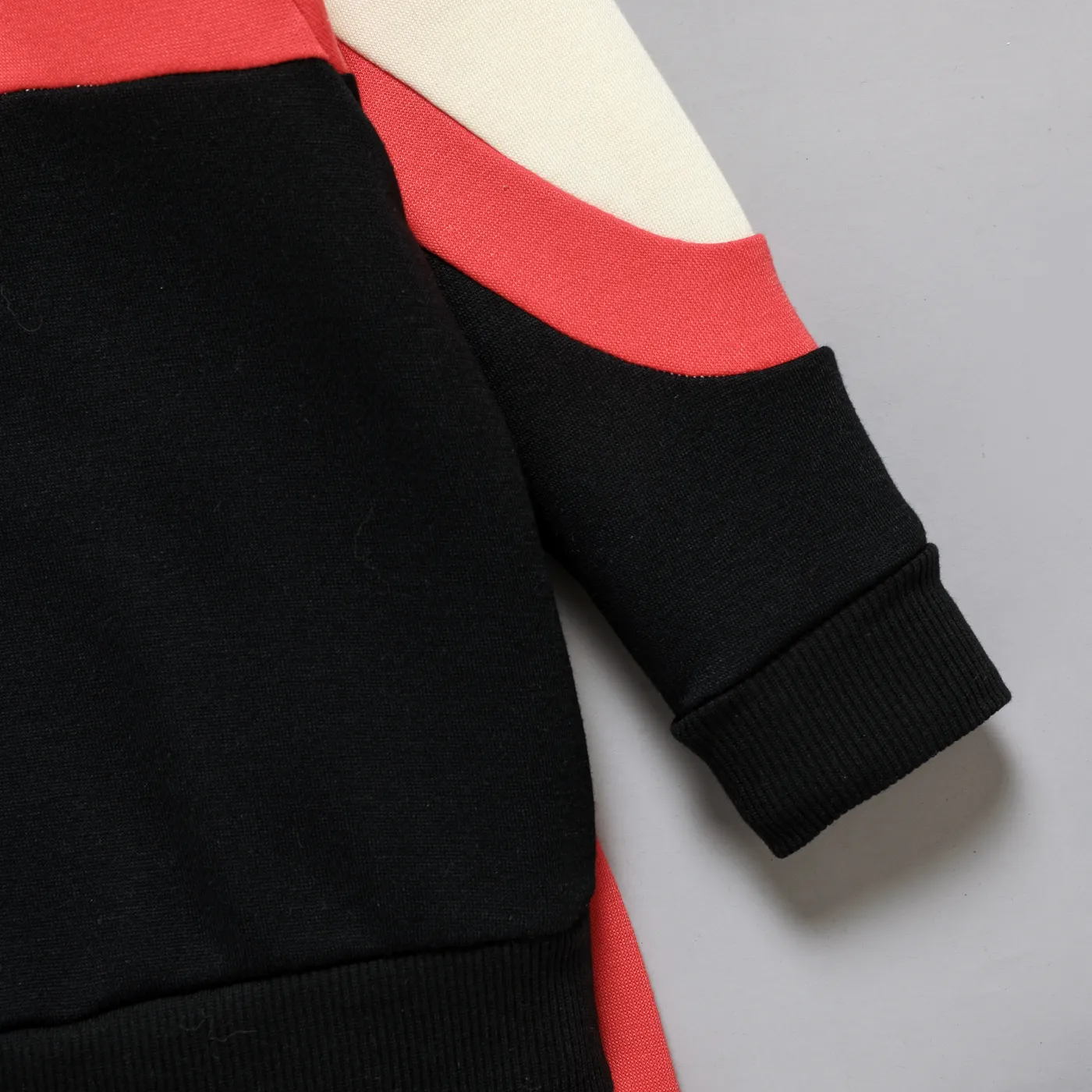 2pcs Toddler Boy Colorblock Pullover Sweatshirt and Pants Set  BlackandWhite image 4