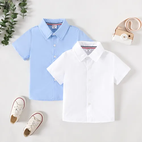 Toddler Girl/Boy School Uniform Solid Short-sleeve Shirt  