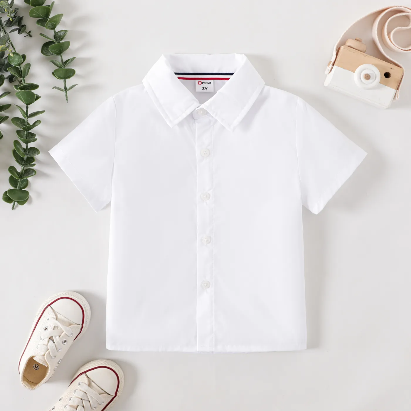 Toddler Girl/Boy School Uniform Solid Short-sleeve Shirt