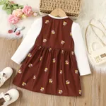 Toddler Girl Stand Collar Floral Long Sleeves Dress  image 2