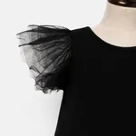 Toddler Girl Black Mesh Flutter-sleeve Dress  Black image 4