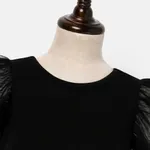 Toddler Girl Black Mesh Flutter-sleeve Dress  Black image 5