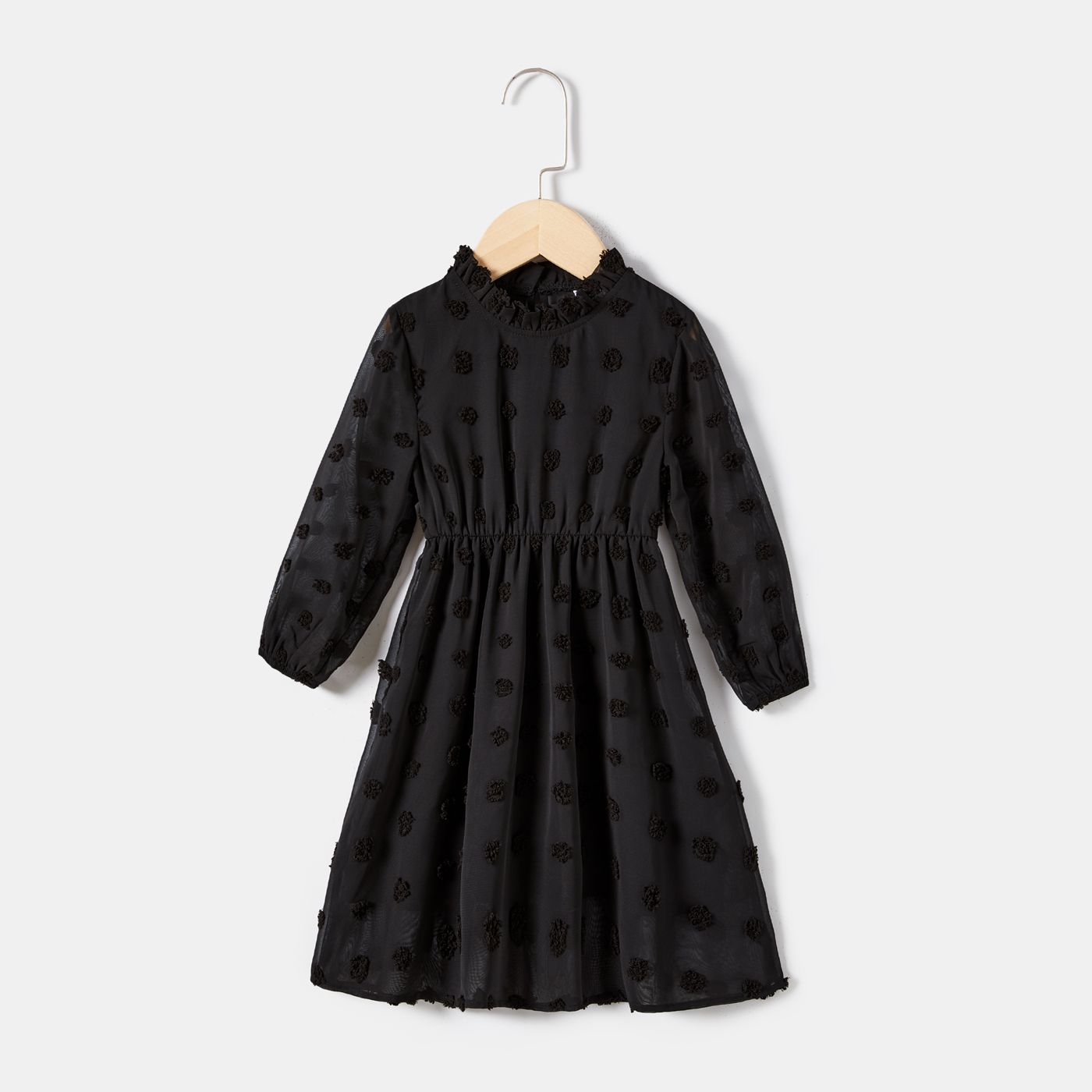 Robes à Manches Longues Mommy And Me Black Swiss Dot