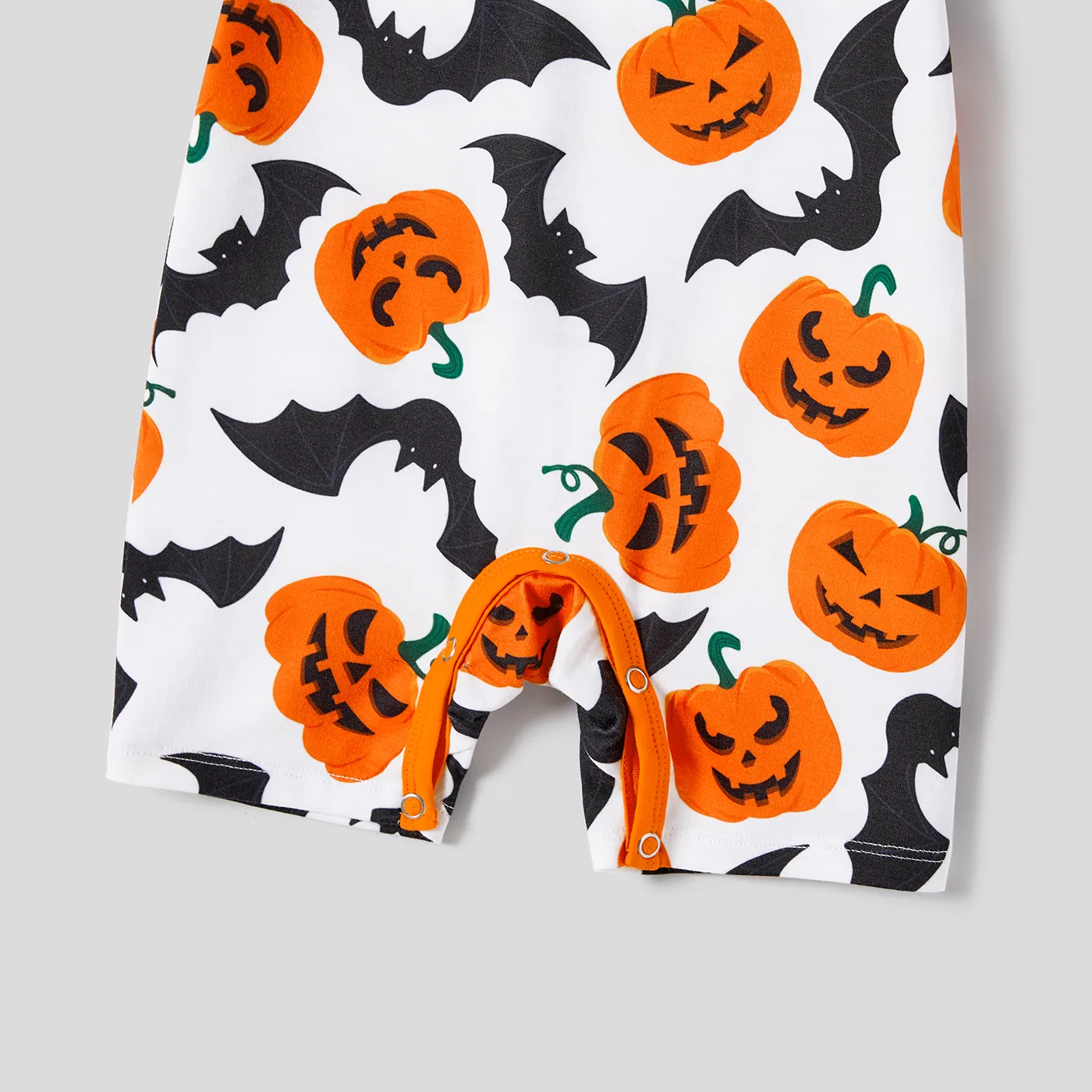 Halloween Family Matching Pumpkin Print Belted Dresses and Solid Letter Print Short Sleeve Tops Sets  image 4