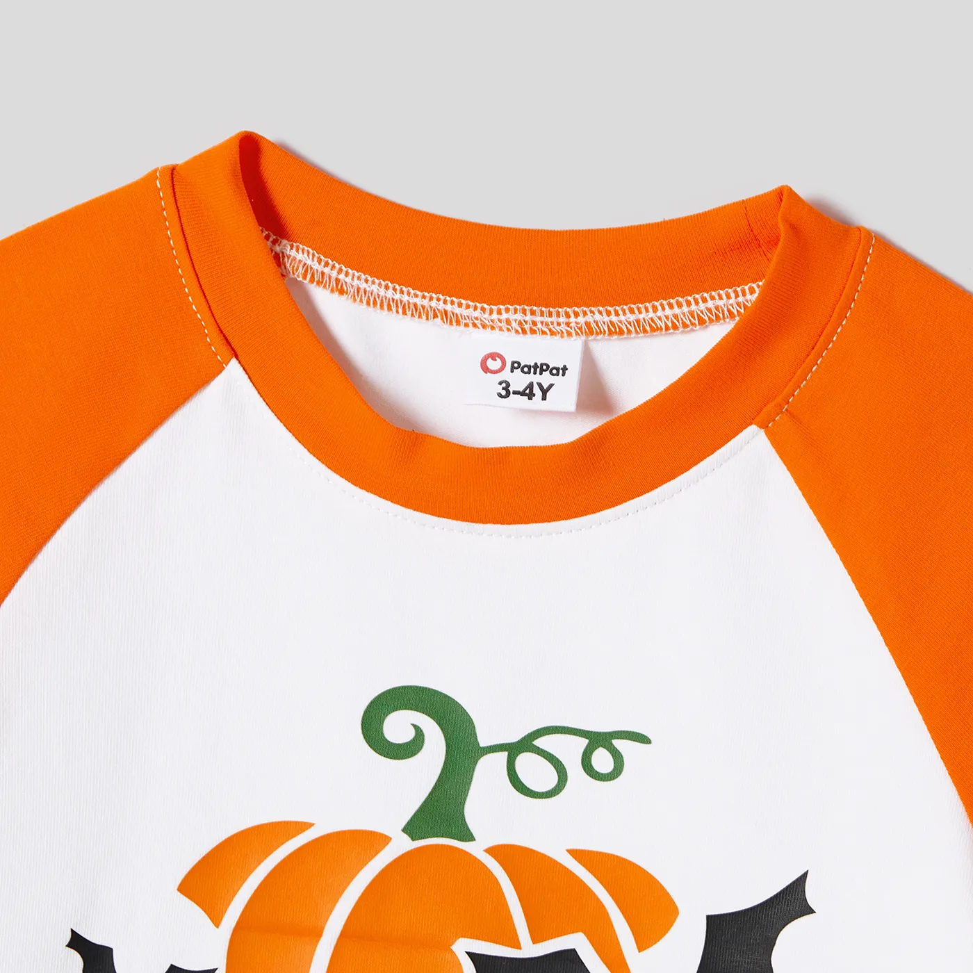 Halloween Family Matching Pumpkin Print Belted Dresses and Solid Letter Print Short Sleeve Tops Sets  image 6