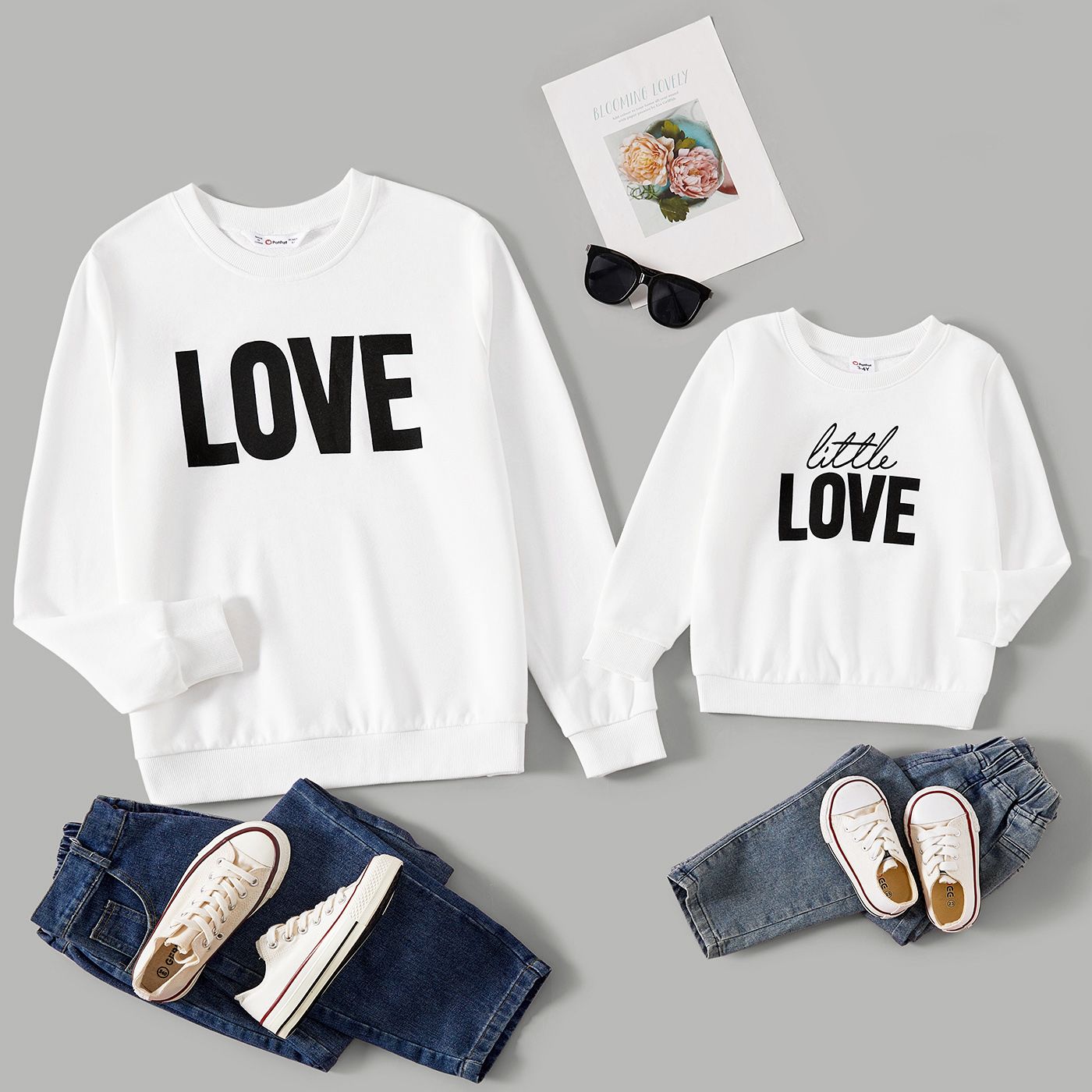 

Mommy And Me Letter Print Round Neck Long Sleeve Tops