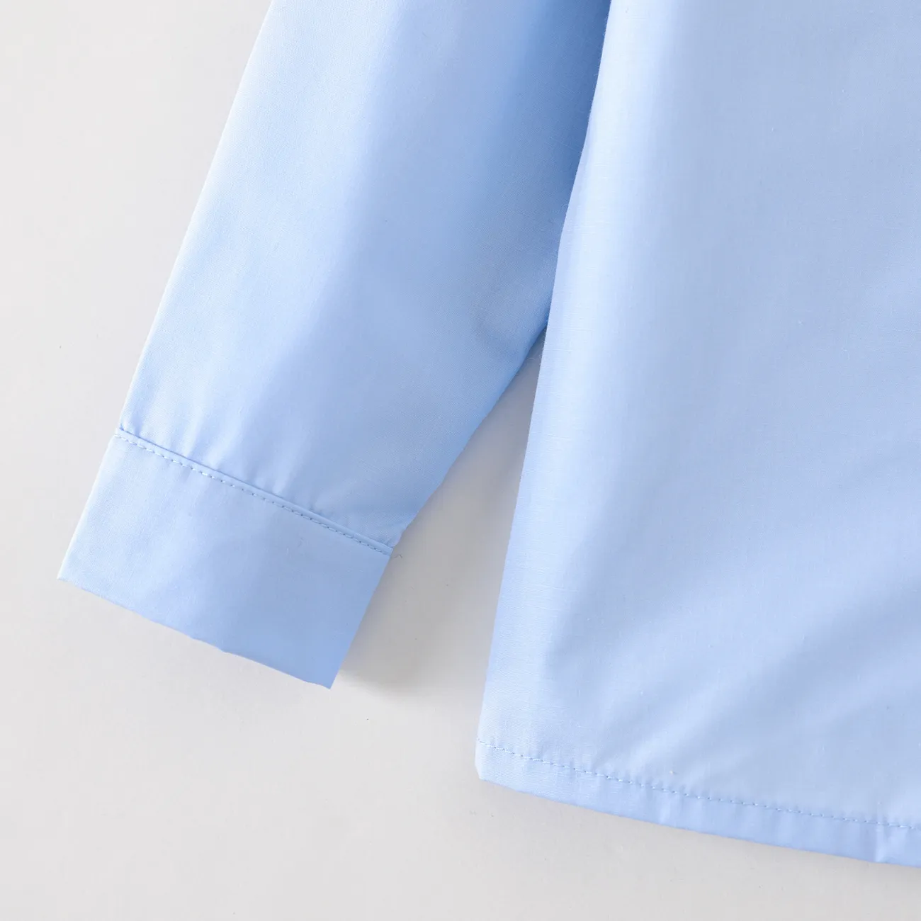 طفل صغير فتى / فتاة الزي المدرسي قميص طويل الأكمام الصلبة أزرق big image 1