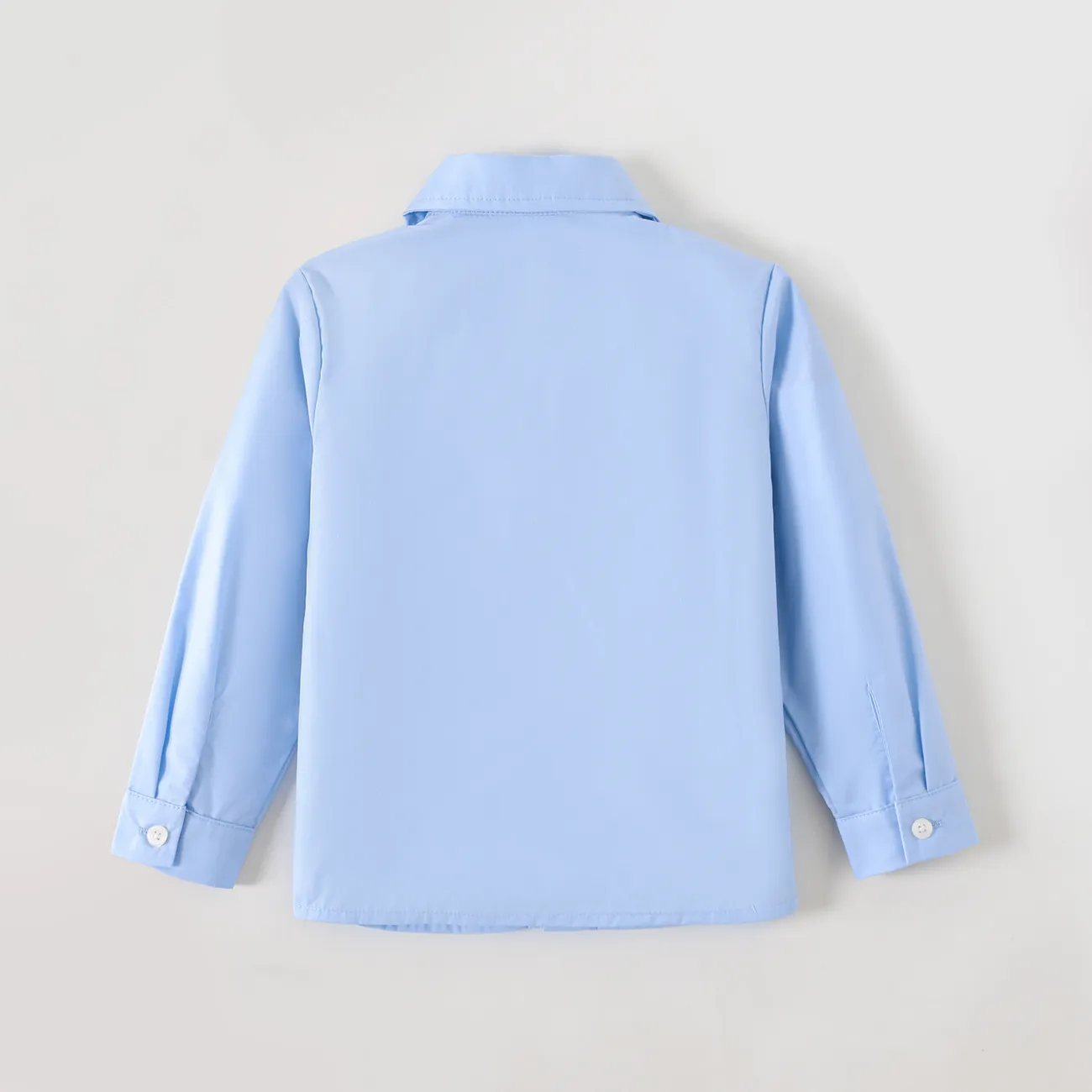 Niño pequeño / niña Uniforme escolar de manga larga Camisa sólida Azul big image 1