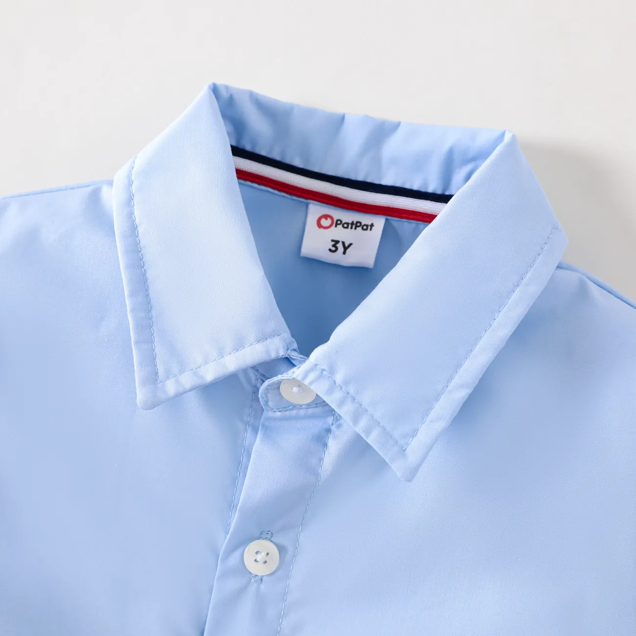 Kleinkind Junge/Mädchen Schuluniform Langarm Einfarbiges Hemd blau big image 1