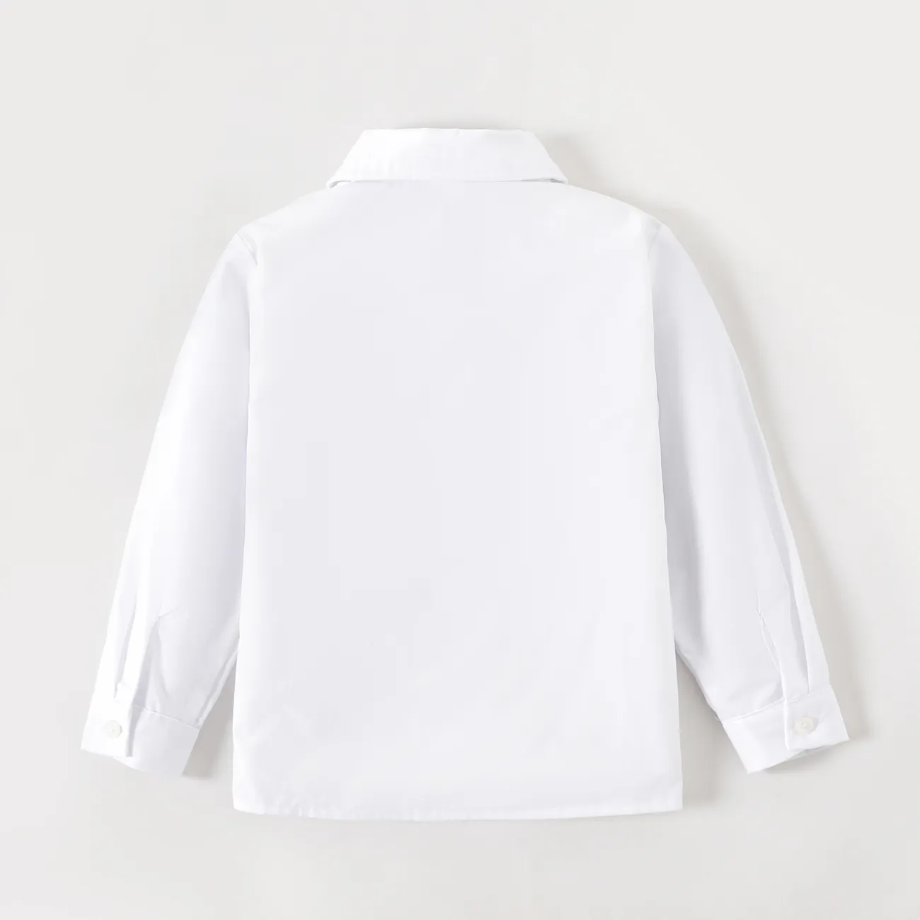 طفل صغير فتى / فتاة الزي المدرسي قميص طويل الأكمام الصلبة أبيض big image 1