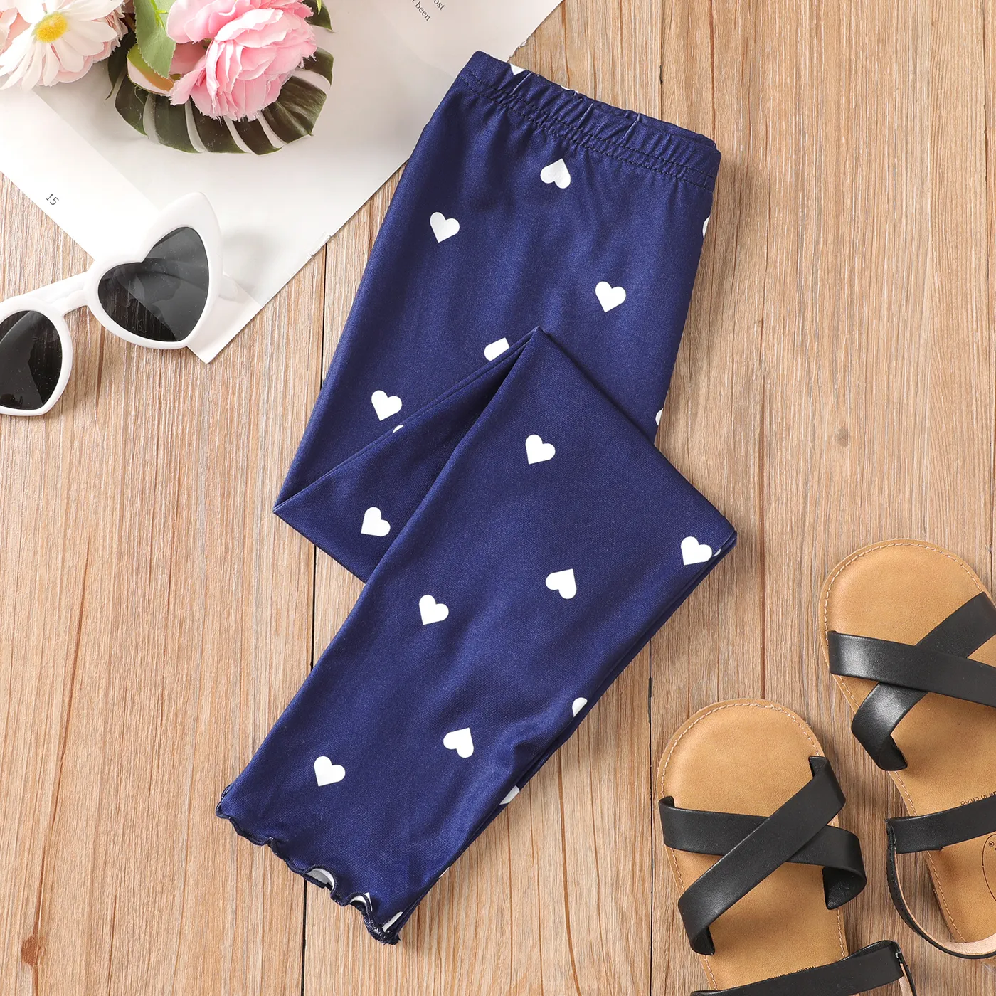 Kid Girl Heart Pattern Leggings 