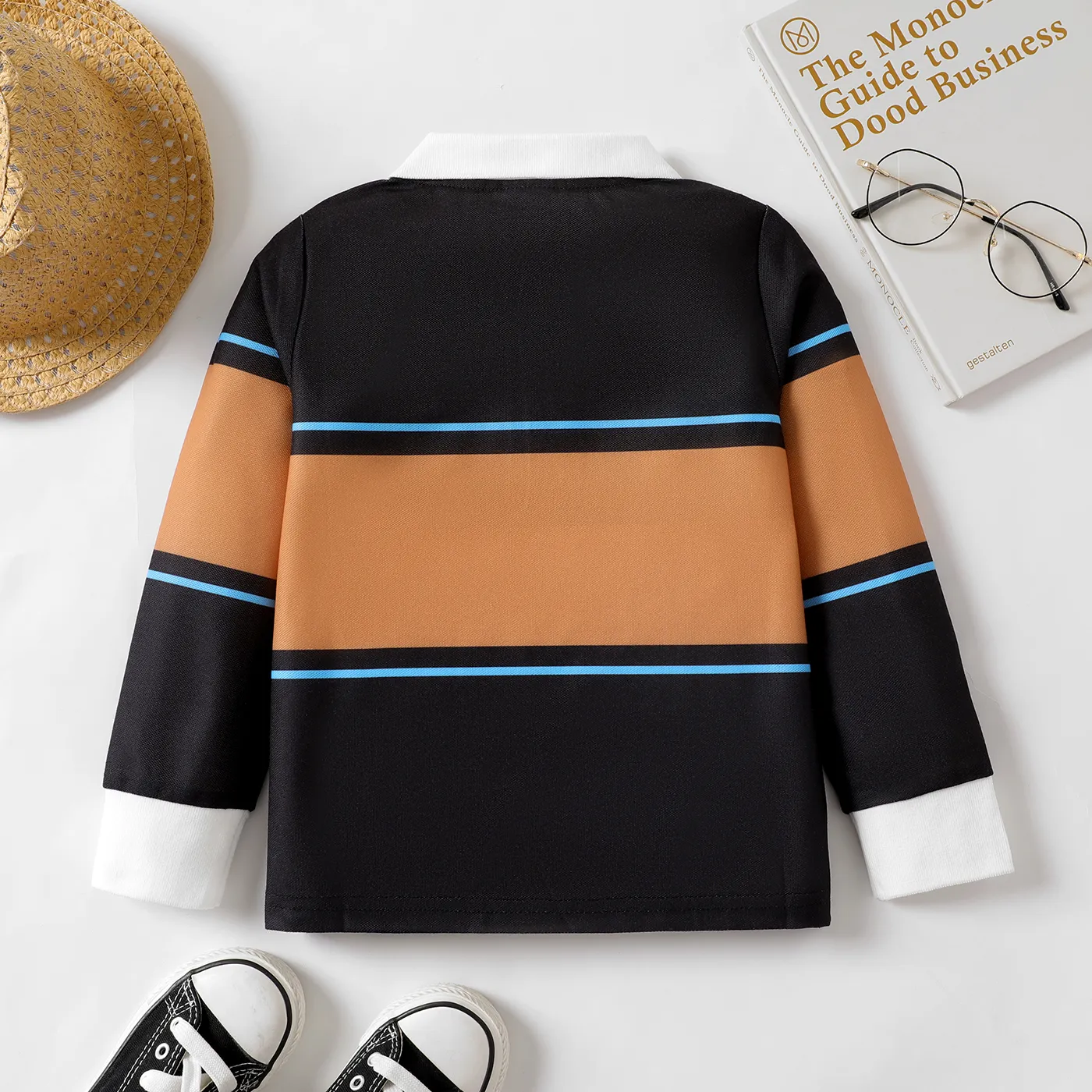 Toddler Boy Front Buttons Lapel Collar Long-sleeve Top  image 2