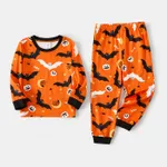 Halloween Family Matching Solid Color Bat Ghost Print Pajamas Sets (Flame Resistant) Orange image 5