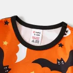 Halloween Family Matching Solid Color Bat Ghost Print Pajamas Sets (Flame Resistant) Orange image 2