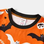 Halloween Family Matching Solid Color Bat Ghost Print Pajamas Sets (Flame Resistant) Orange image 6