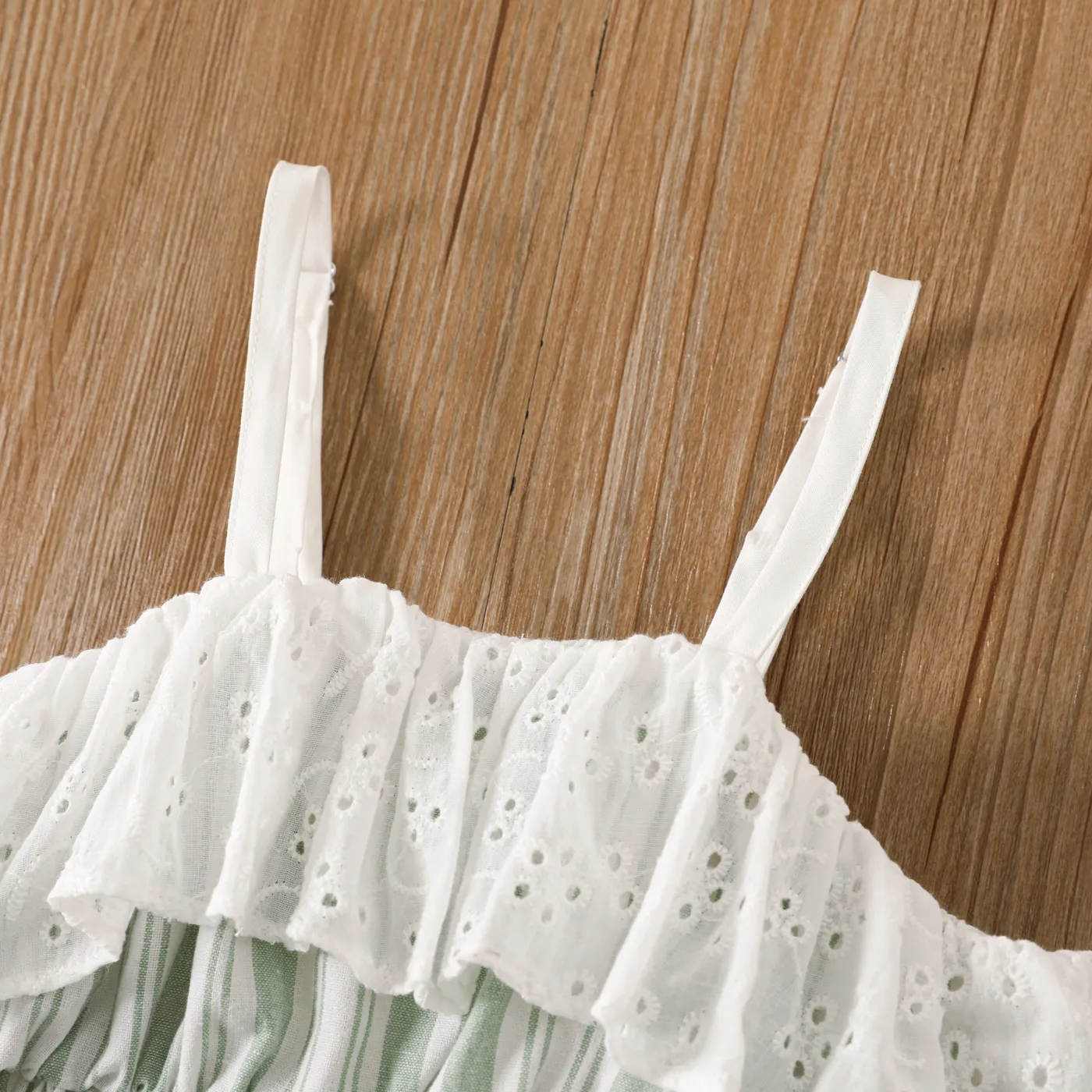 Kid Girl 100% Cotton Textured Ruffled Mixed Striped Print Camisole  image 5