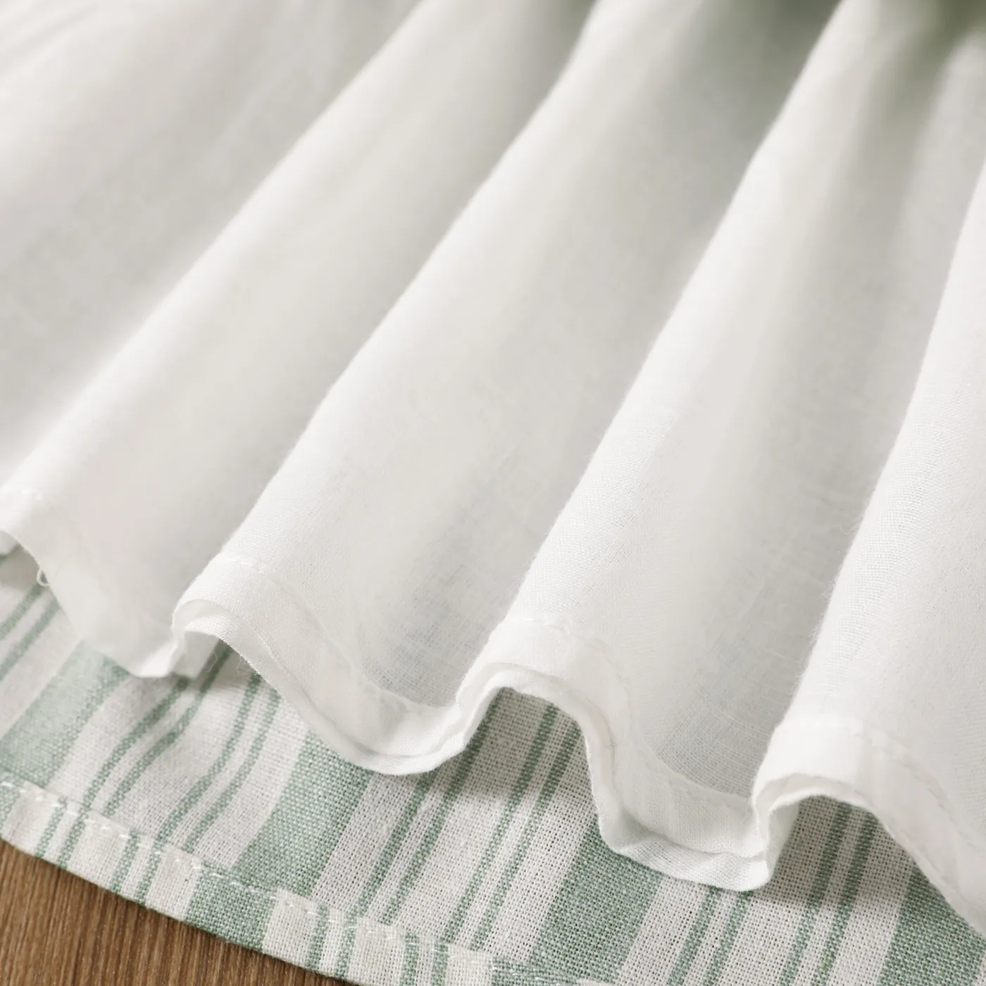 Baby Girl Letter & Floral Embroidered Ruffled Striped Tank Dress Green image 5