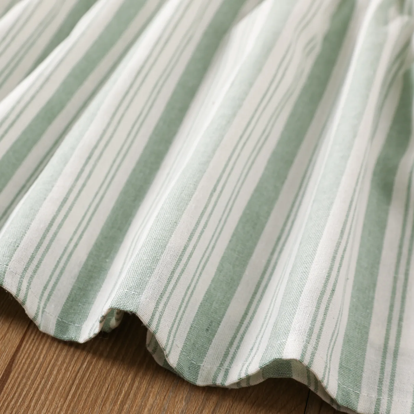Baby Girl Letter & Floral Embroidered Ruffled Striped Tank Dress Green image 4