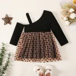 Baby Girl Cotton Polka Dots Sloping Shoulders Single Slip Mesh Dress  image 3