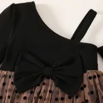 Baby Girl Cotton Polka Dots Sloping Shoulders Single Slip Mesh Dress  image 4