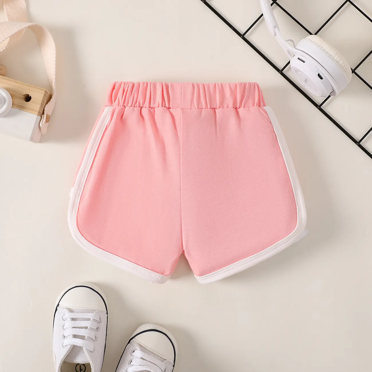Bebé Chica Costura de tela Informal Pantalones cortos Rosado big image 1
