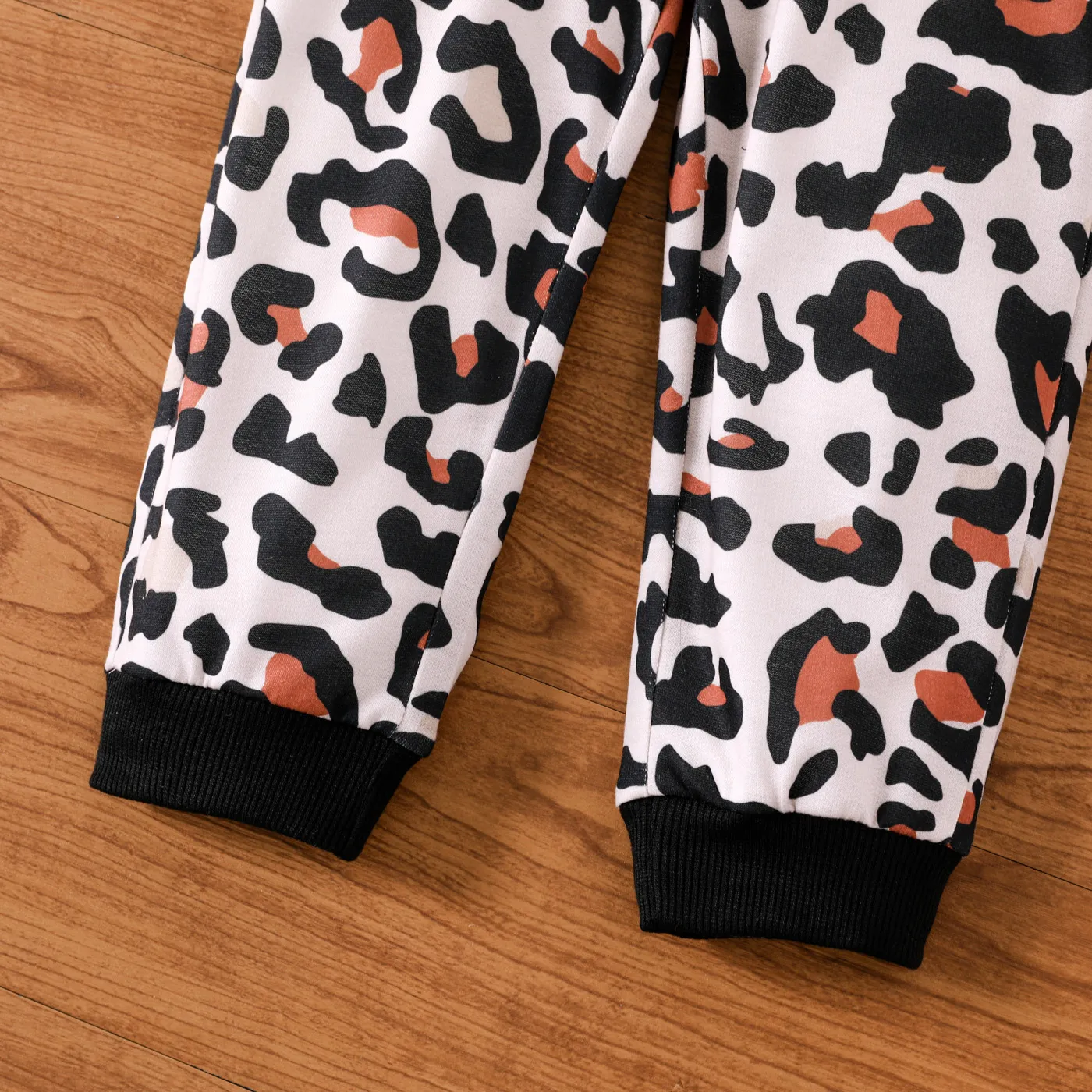 2pcs Toddler Girl Leopard Pattern Hooded Set Black image 5