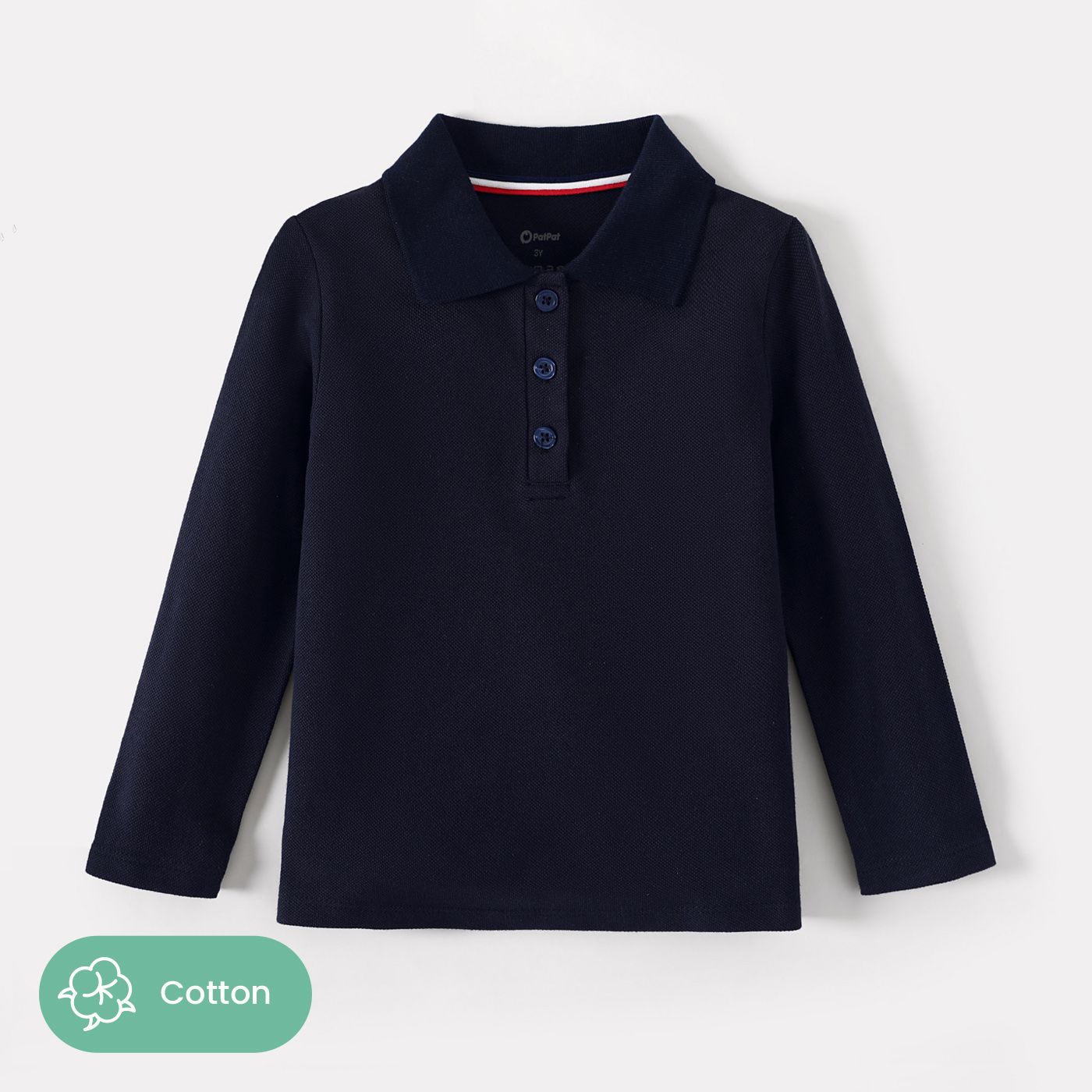 

Toddler Boy/Girl 100% Cotton School Uniform Polo Neck Long-sleeve Shirt