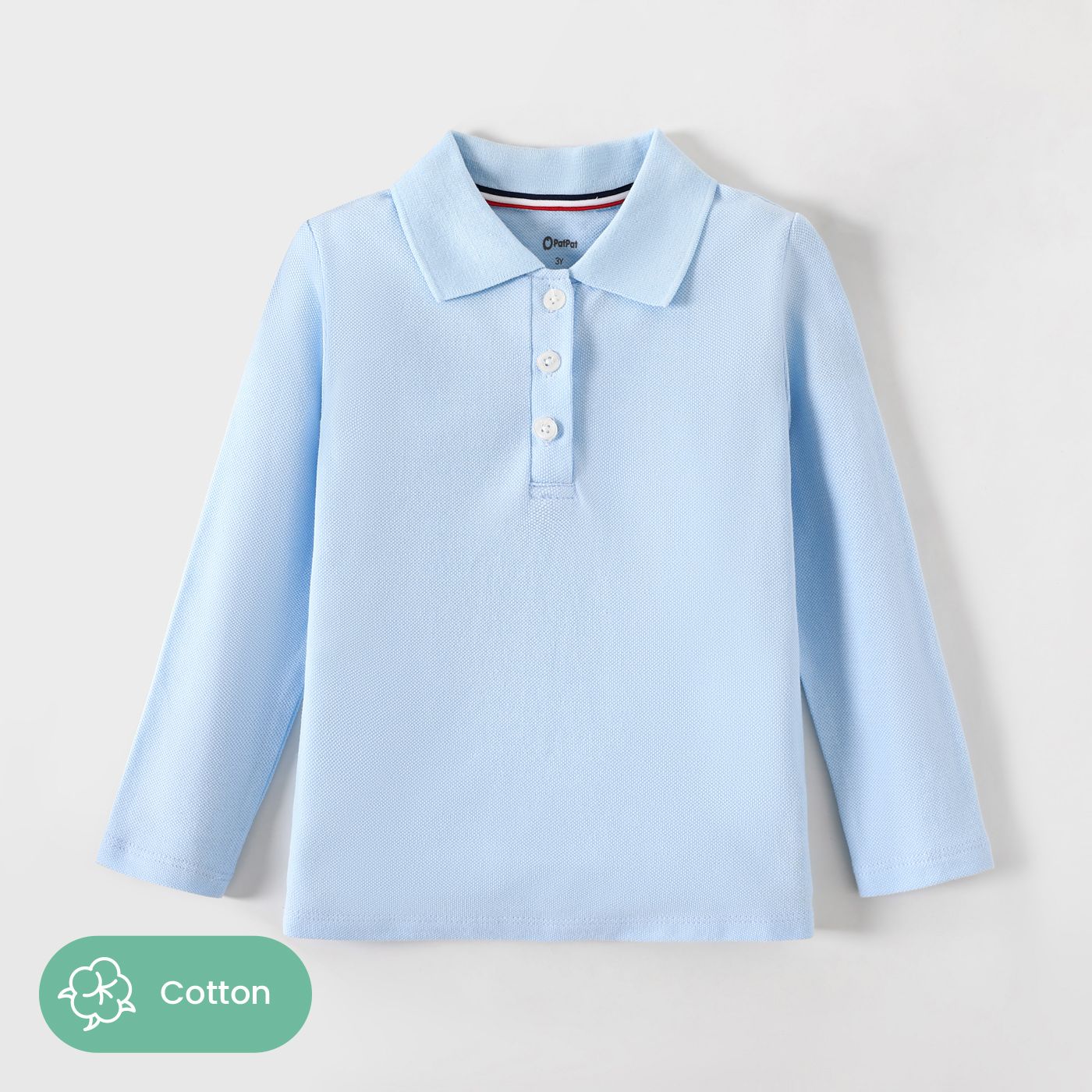 

Toddler Boy/Girl 100% Cotton School Uniform Polo Neck Long-sleeve Shirt