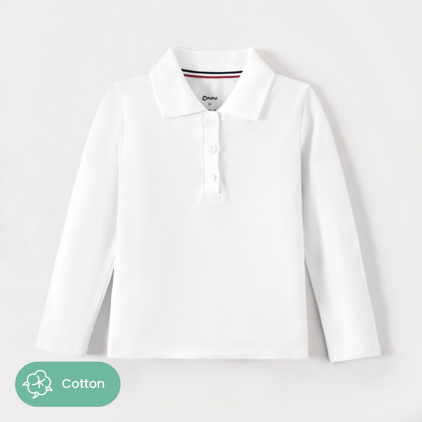 

Toddler Boy/Girl 100% Cotton School Uniform Polo Neck Long-sleeve Shirt