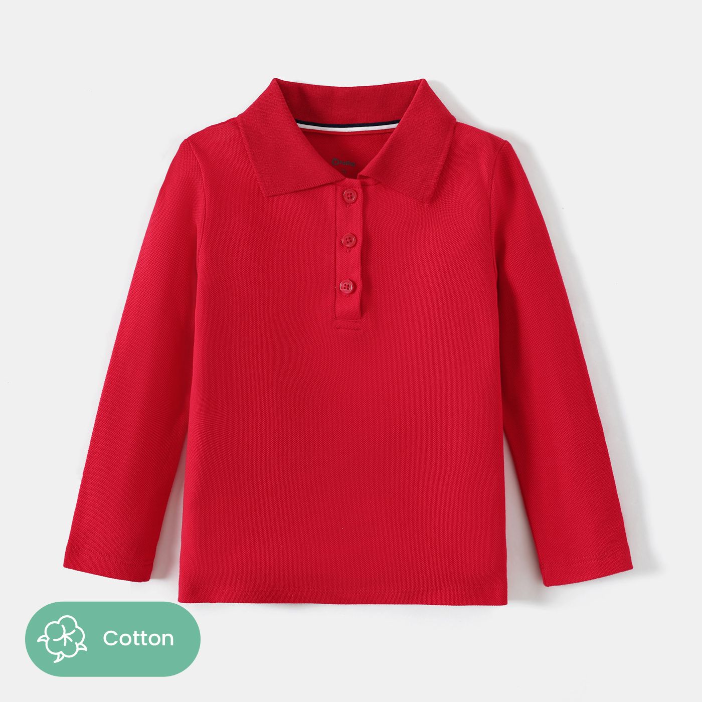 

Toddler Boy/Girl 100% Cotton School Uniform Polo Neck Long-sleeve Shirt