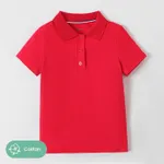 Kid Girl/Boy 100% Cotton School Uniform Short-sleeve Polo Neck Tee  Red