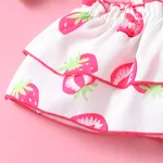 2pcs Toddler Girl Strawberry Print Ruffled Camisole and Flared Pants Set   image 5