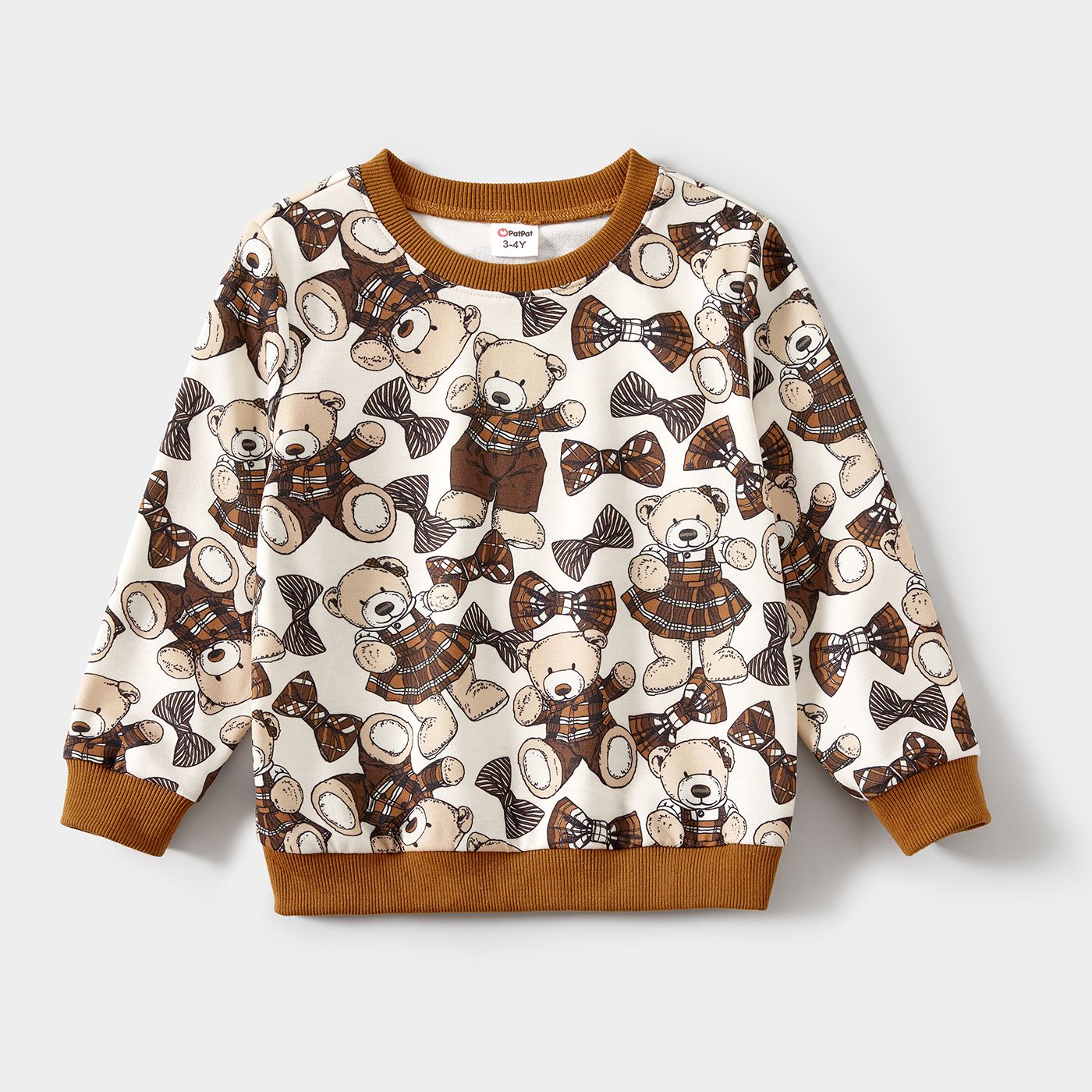 

Family Matching Bear Print Knitted Tops
