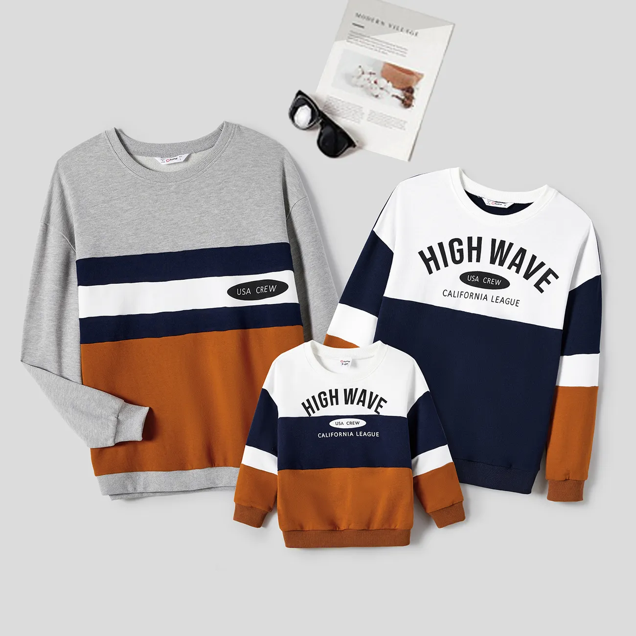 Family Matching letter and Colorblock Tops big image 1