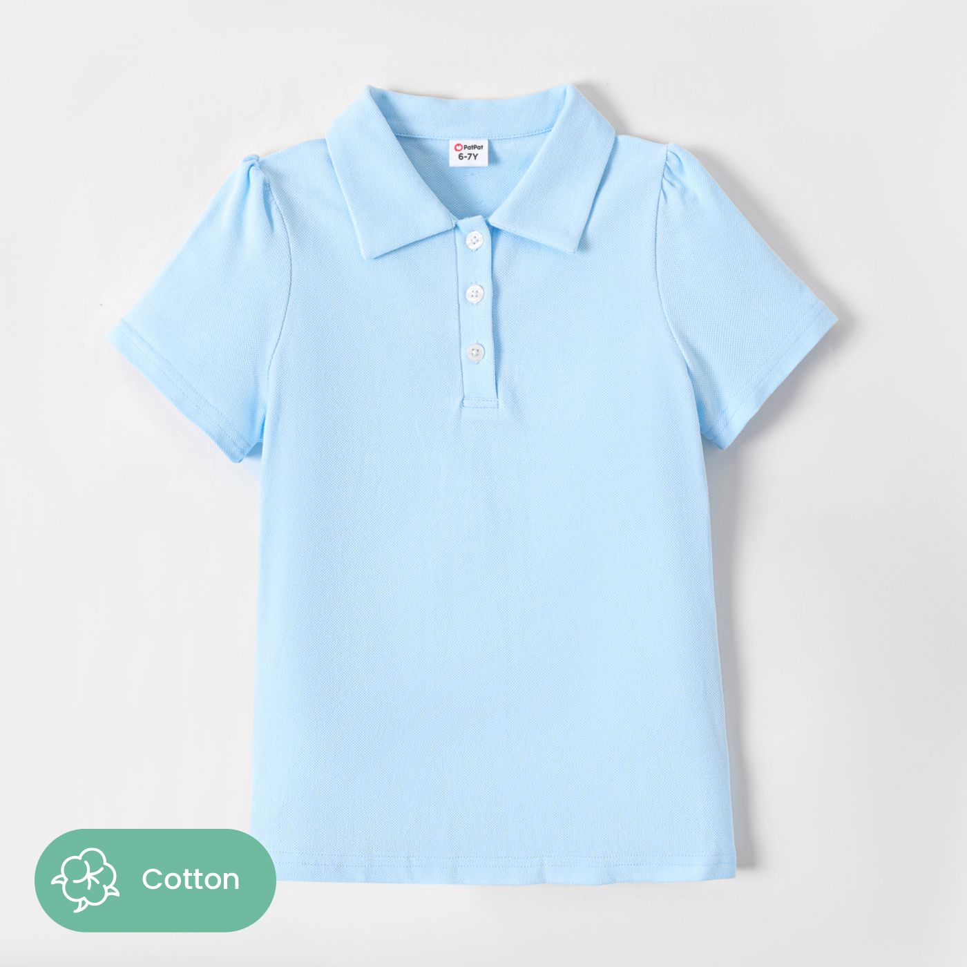 

Kid Girl 100% Cotton School Uniform Short-sleeve Polo Neck Tee