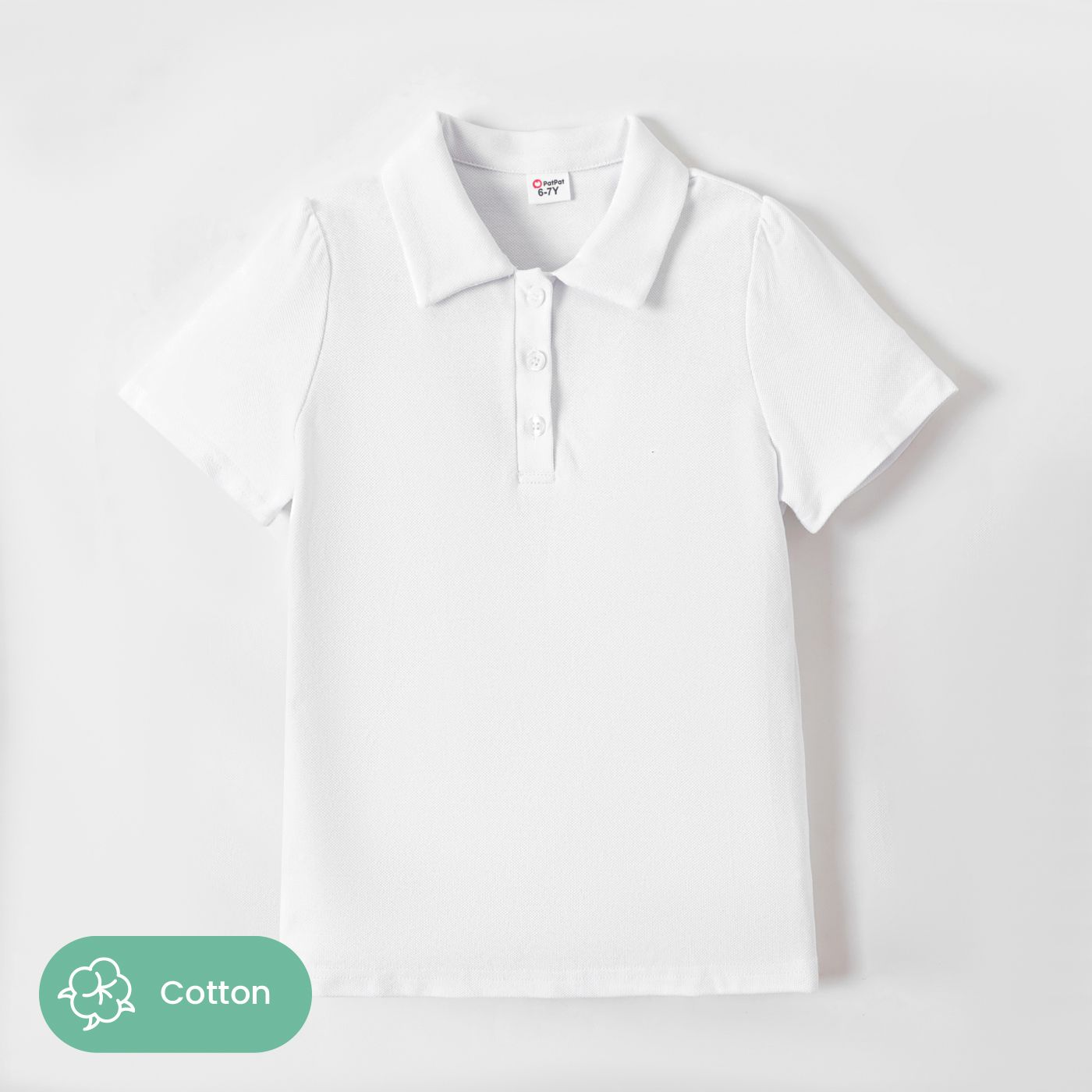 

Kid Girl 100% Cotton School Uniform Short-sleeve Polo Neck Tee