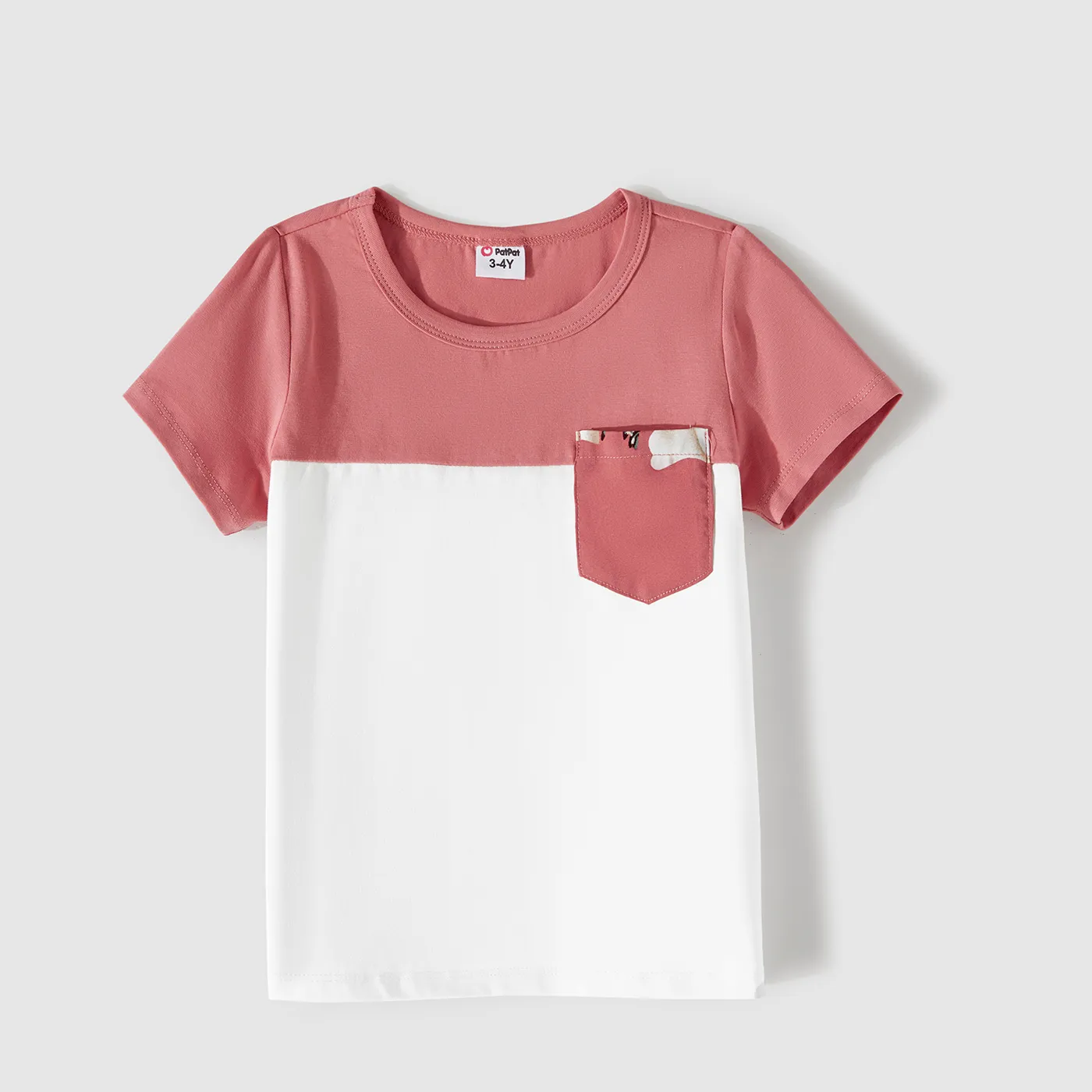 Family Matching Allover Floral Print Belted Slip Dresses and Colorblock Short-sleeve T-shirts Sets  big image 6