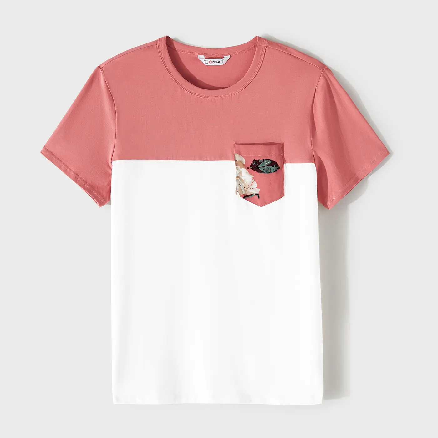 Family Matching Allover Floral Print Belted Slip Dresses and Colorblock Short-sleeve T-shirts Sets  big image 17