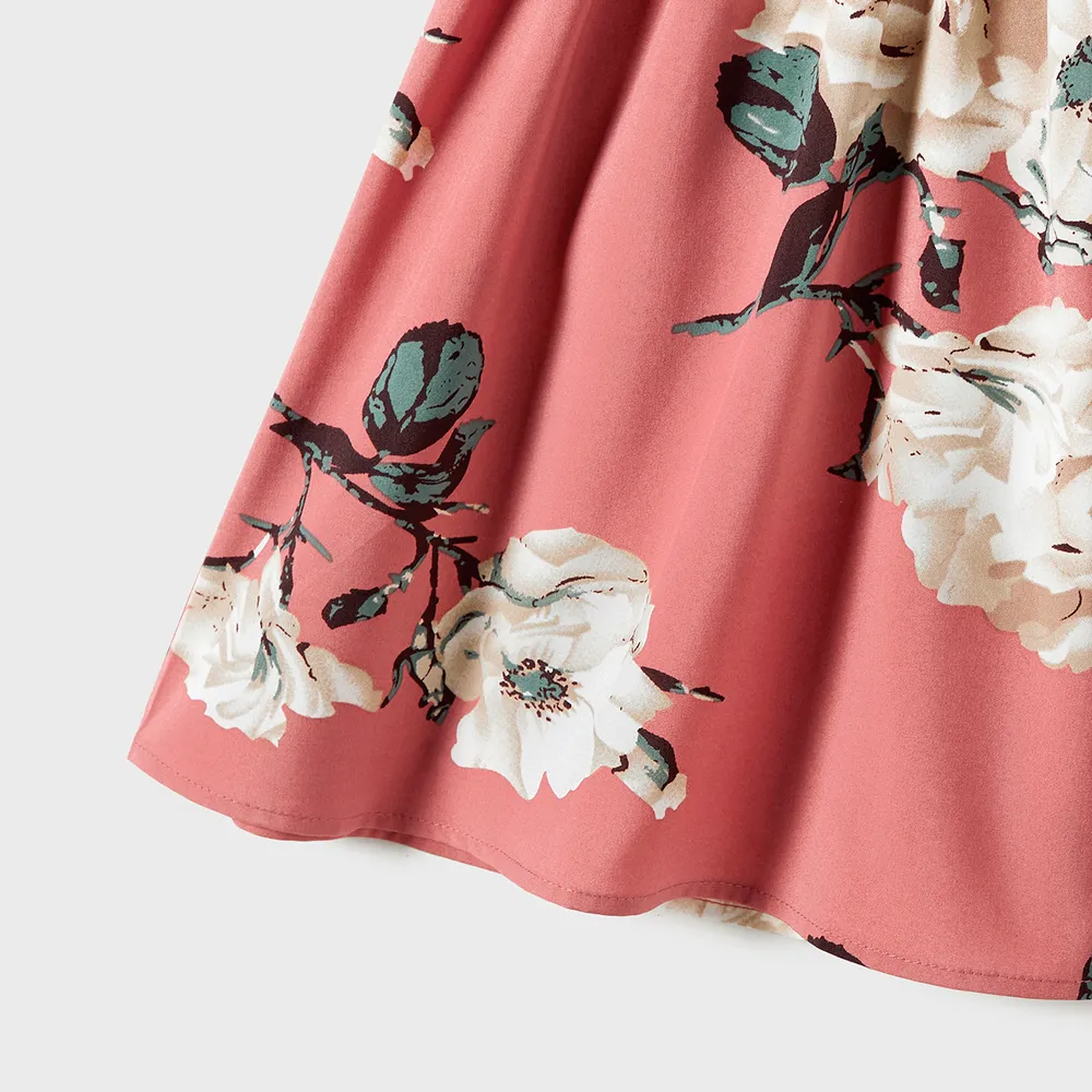 Family Matching Allover Floral Print Belted Slip Dresses and Colorblock Short-sleeve T-shirts Sets big image 13