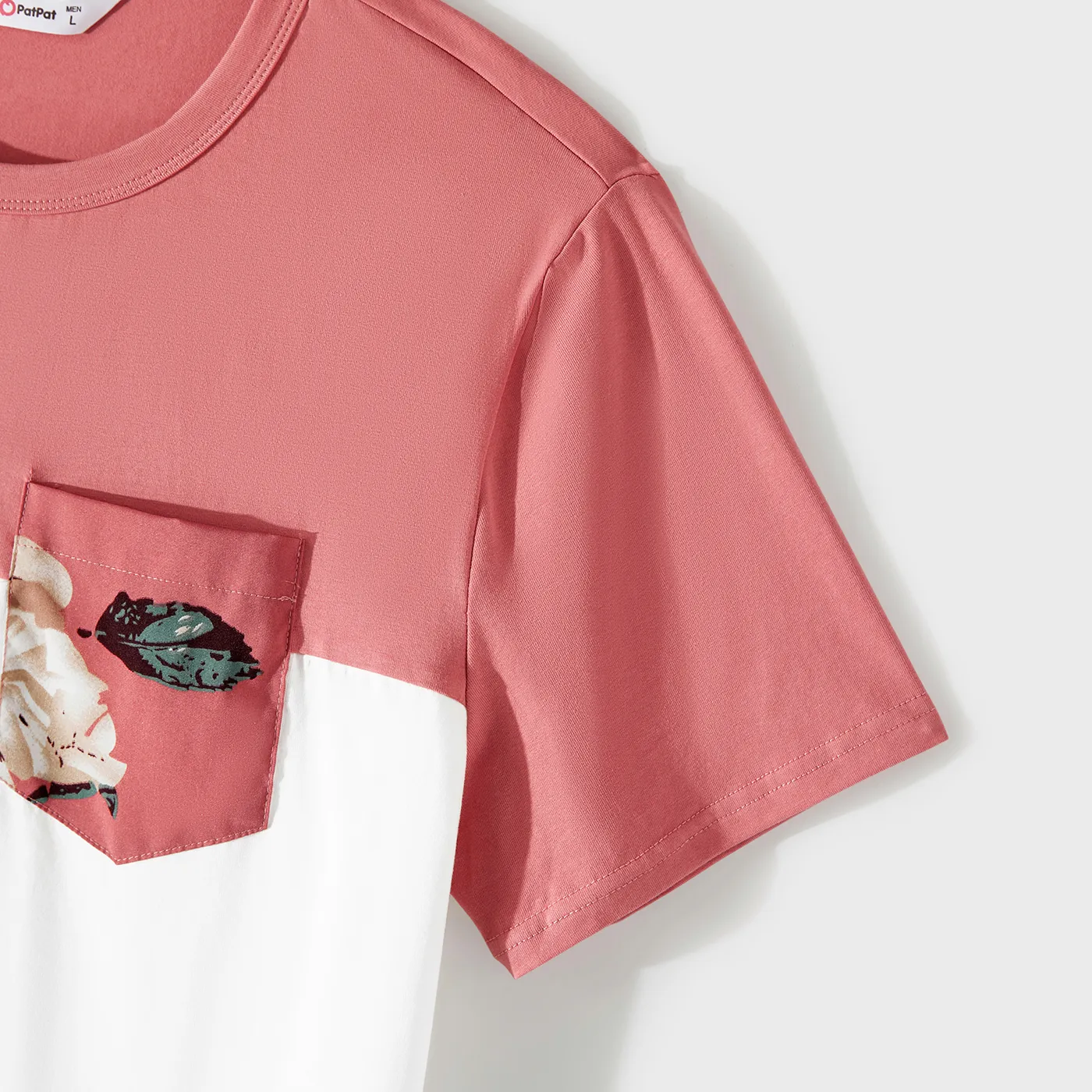 Family Matching Allover Floral Print Belted Slip Dresses and Colorblock Short-sleeve T-shirts Sets  big image 8